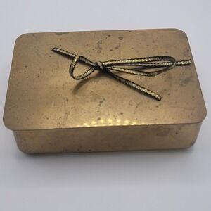 Vintage Brass Trinket Jewelry Box Rectangle Shaped
